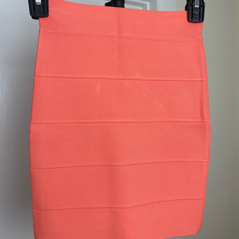 BCBGMAXAZRIA Orange Mini Bandage Skirt XS